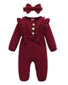 Mioglrie Newborn Baby Girl Clothes Romper Cute Baby Girl Stuff Cotton Newborn Girl Clothes Ruffle Baby Girl Outfits Gifts Maroon
