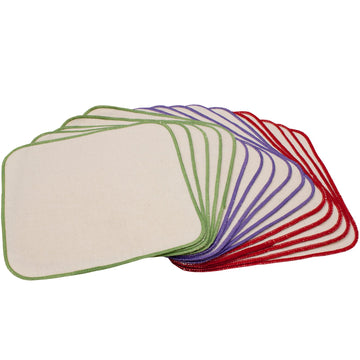 Osocozy Flannel Cloth Baby Wipes - Reusable And Washable Saves Money - 15 Pack Unbleached/Natural 100% Cotton - Soft And Durable