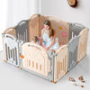 UANLAUO Foldable Playpen, Baby & Toddler Safety Play Yard with Gate, Indoor & Outdoor Use, Grey + Cream, 10 Panel
