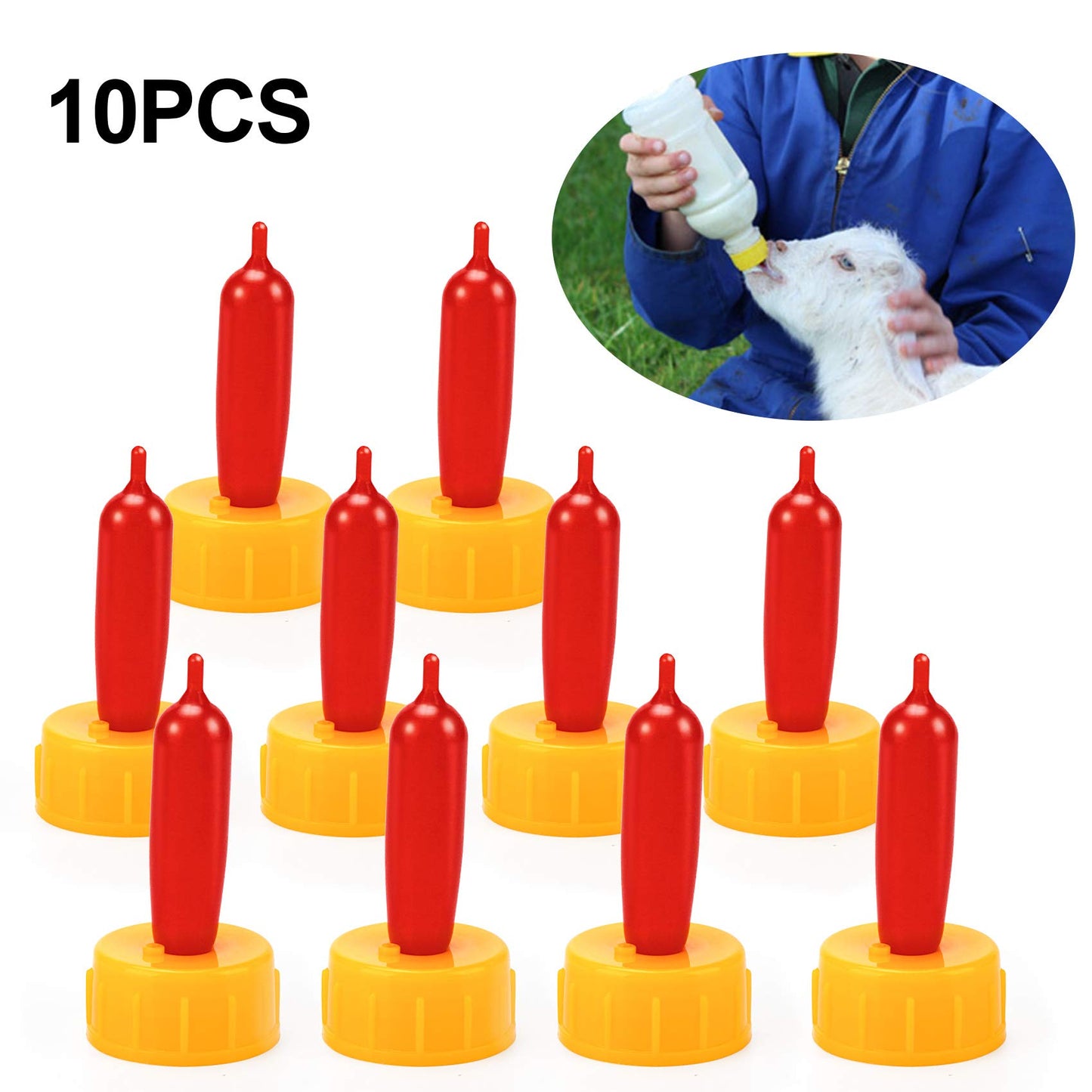 Pagow 10Pcs Pritchard Nipple For Goats, Small Animal Milk Drink Pritchard Nipple, Soft Rubber Pacifier For Nursing Lambs And Goa