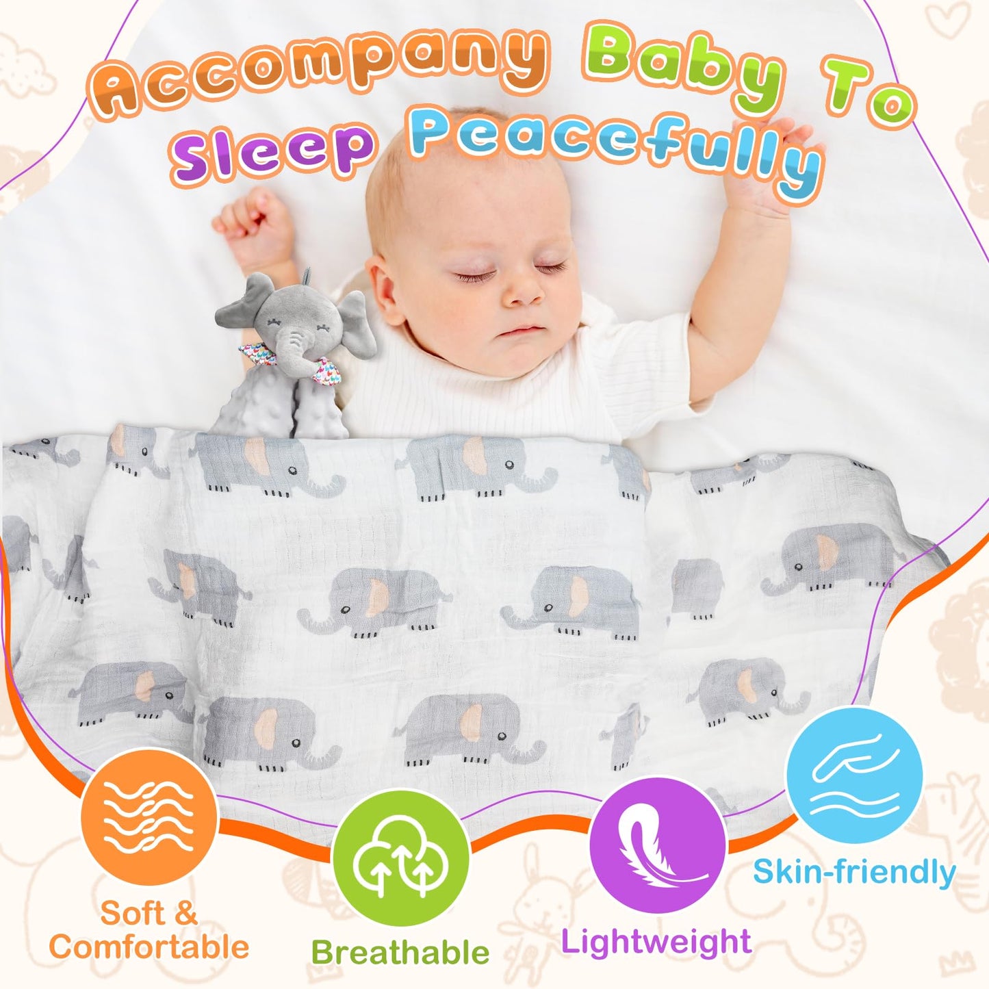 Newborn Baby Gift Basket, 10 Pcs Welcome New Baby Gift Baskets For Baby Boys Baby Girls, Quality & Cute & Funny Neutral Baby Ess