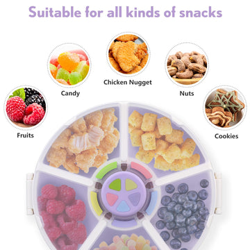 Aimsnk 2 Pack Kids Original Snack Spinner Bundle - Reusable Snack Container With 5 Compartment Dispenser And Lid | Bpa And Pvc F