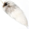 Forssils Real Fox Tail Fluffy Furry Fox Fur Tail Keychain Black Red White Fox Tail Fur Cosplay Toy For Kids (White)