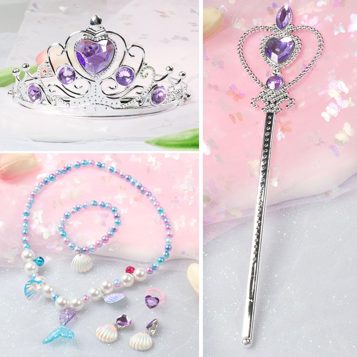 Itvti Little Girls Mermaid Costume Princess Dress Up Ariel Outfits With Accessories Wig Birthday Party Halloween Cosplay, Purple