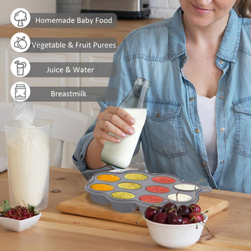 Btrfe Silicone Baby Food Freezer Tray 2Pack Perfect Food Storage Containers For Homemade Baby Food, Fruit Purees, Breastmilk, Ve