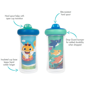 The First Years Pinkfong Baby Shark Insulated Sippy Cup - Spill Proof Toddler Cups - Made Without Bpa - 9 Oz - 2 Count
