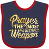 Inktastic Prayer Power Gold Baby Bib Navy And Red 2Febb