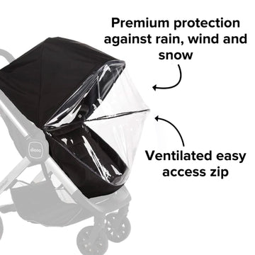 Diono Quantum Lux Stroller Rain Cover, Premium Waterproof Protection, Shield Against Wind And Rain, Clear Cover, Ventilated Stor