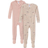 Gerber Unisex-Baby 2-Pack Footed Pajamas, Dog, 0-3 Months