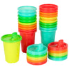 The First Years Take & Toss Spill Proof Sippy Cups - Rainbow Party Pack - Reusable Toddler Cups - Kids Cups And Snap On Lids For