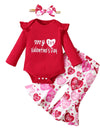 Shalofer Baby Girl Valentines Day Outfit Infant My First Valentine'S Day Flare Clothes Set(Red-Flare, 3-6 Months)
