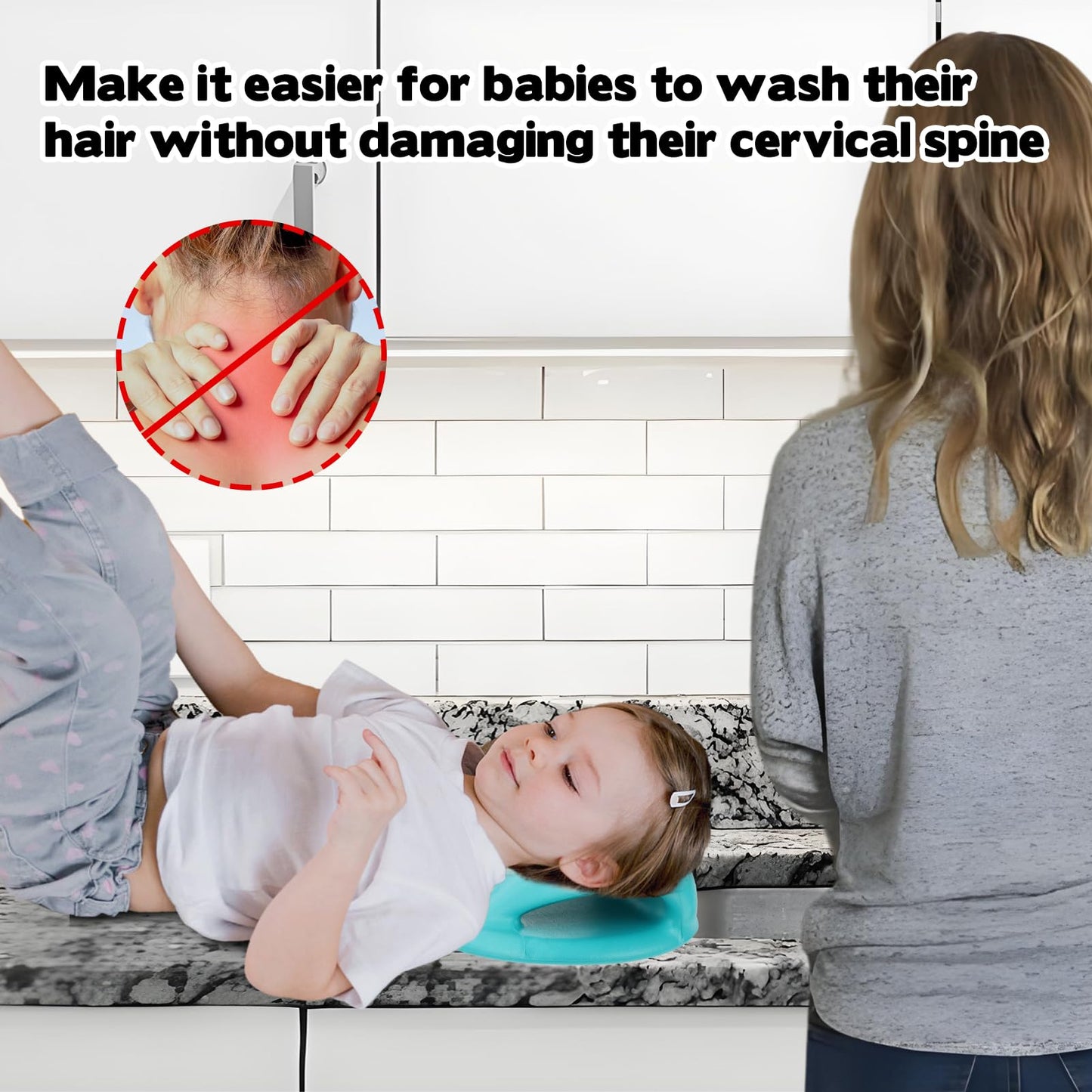 Hair Washing Station For Kids,7.3 X 6.9 In Ergonomic Kids Hair Washing Station,Sink Hair Washing Neck Pillow For Wash Time,Porta