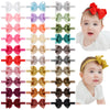 Jollybows 30Pcs Baby Girls Grosgrain Ribbon Hair Bows Headbands 4' Elastic Hair Band Hair Accessories For Infants Newborn- Natu