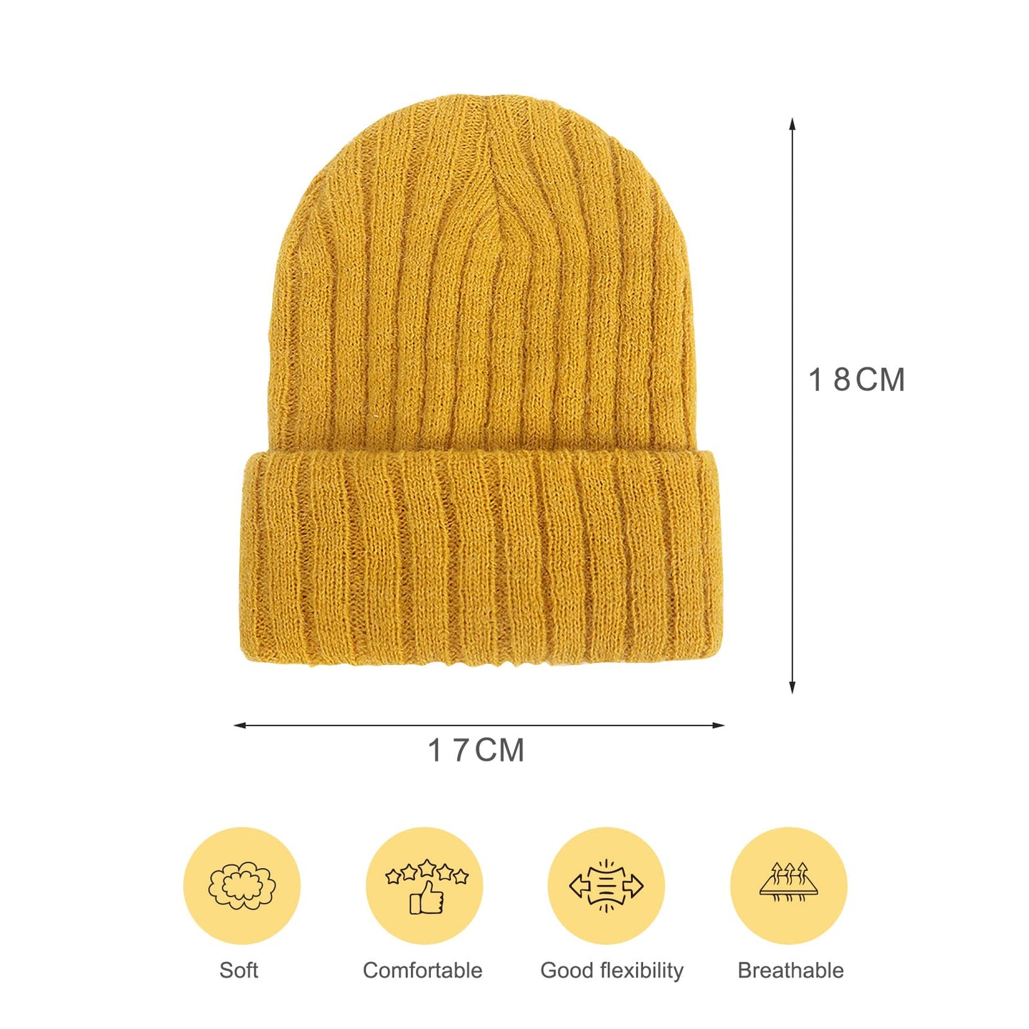 Newborn Baby Wool Hat Cap Turban Toddler Warm Hat Kids Baby Cap Set (White+Pink)