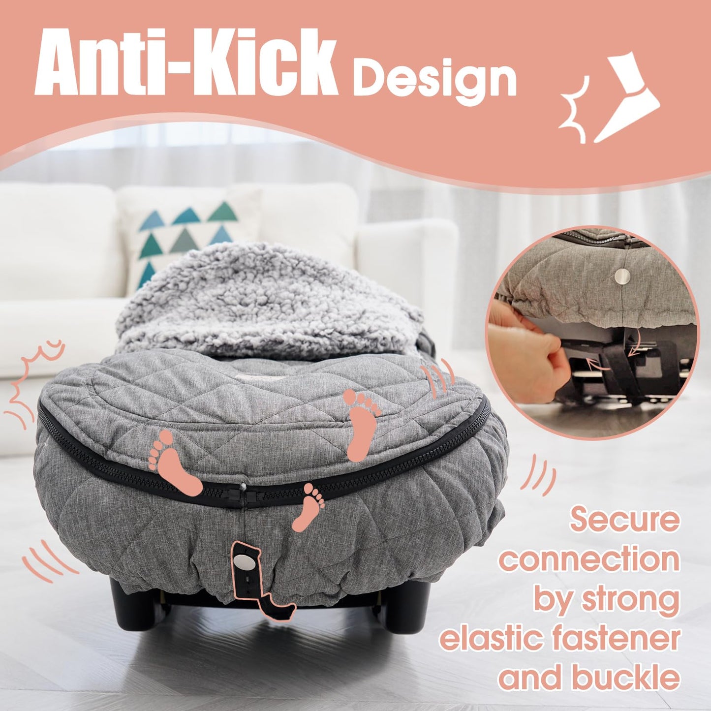 Acrabros Car Seat Cover Baby: Winter Infant Carseat Canopy For Boy Girl Newborn Zipper Peeping Window Warm Cozy Cold Weather Wat