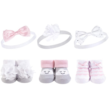 Hudson Baby Unisex Baby Headband And Socks Gift Set, Gray Cloud, One Size