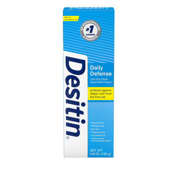 Desitin Daily Defense Baby Diaper Rash Cream With Zinc Oxide To Treat, Relieve & Prevent Diaper Rash, Hypoallergenic, Dye-, Phth