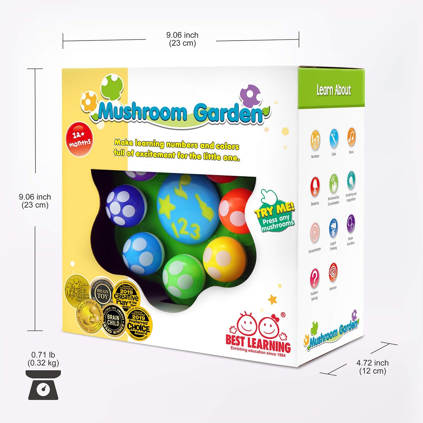 BEST LEARNING Mushroom Garden - Interactive Educational Light-Up Toddler Toys for 1 to 3 Years Old Infants & Toddlers - Colors,