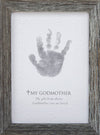The Grandparent Gift Godmother Godchild Handprint Frame, Grey - Gift For Godmother From Godson Or Goddaughter On Baptism, Confir