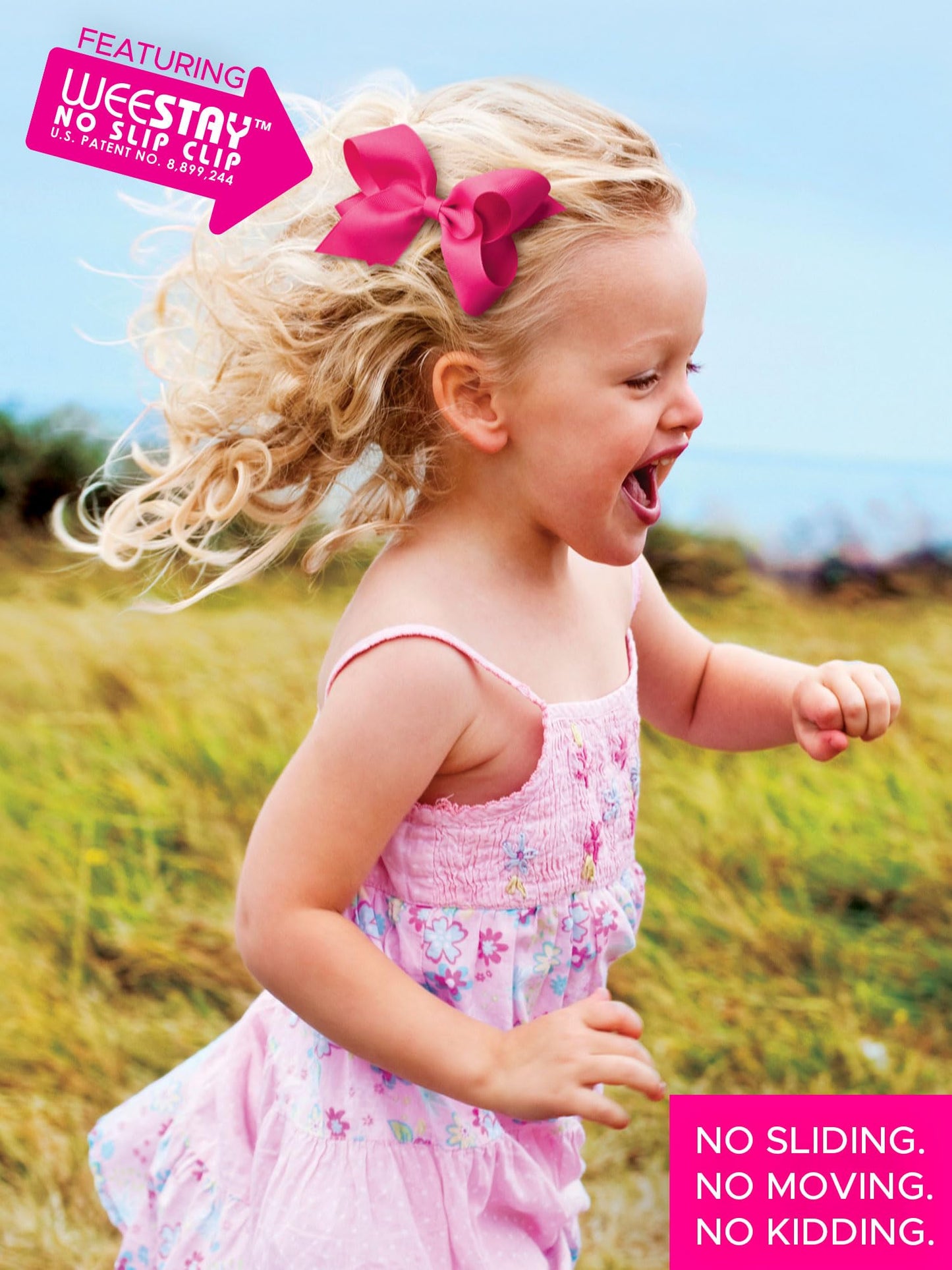 Wee Ones Girls' Classic Grosgrain Hair Bow With Plain Wrap Center On A Weestay Hair Clip, Handmade, Mini Sized Bow, Sweet Nectar