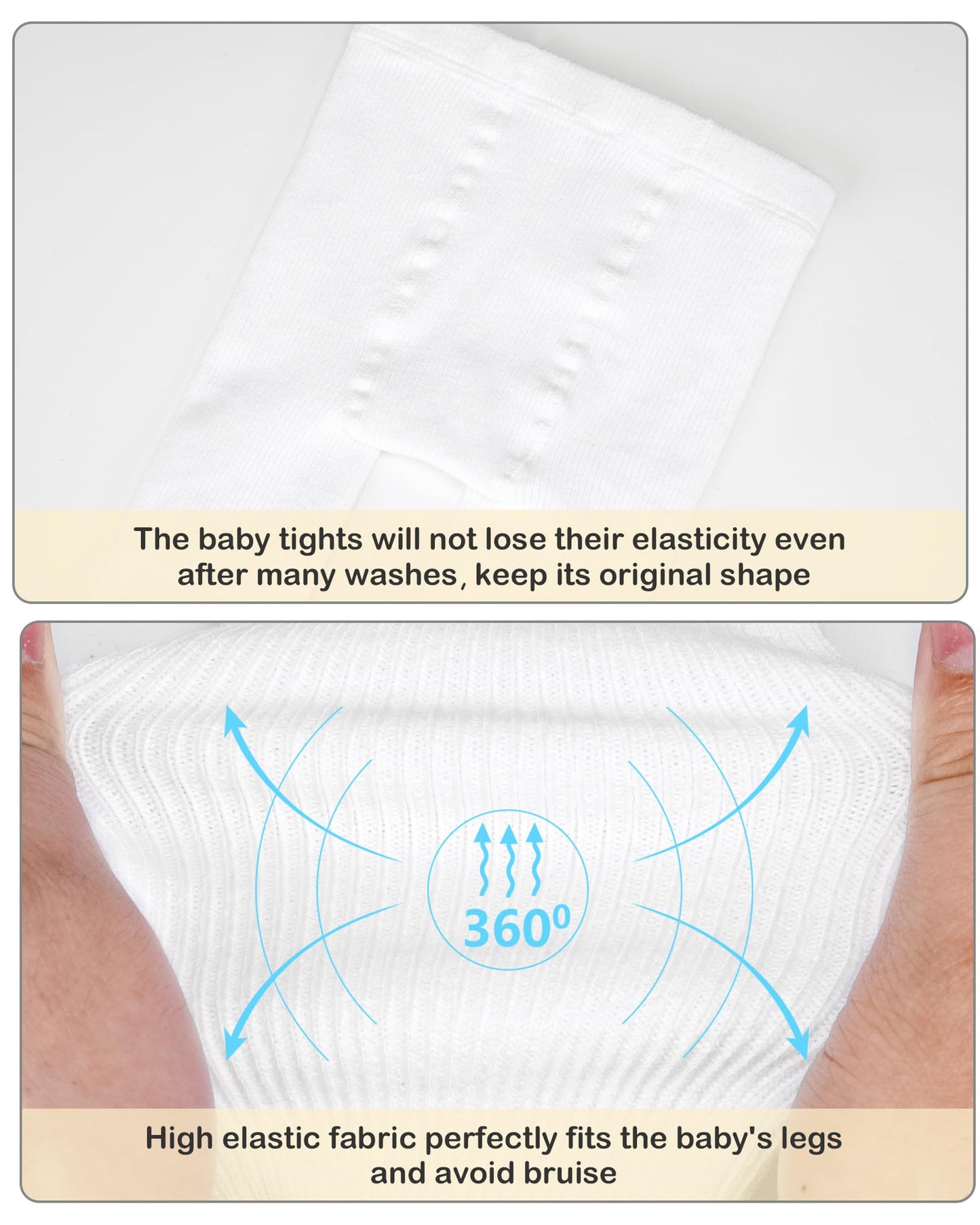 Stelle Toddler Girls Tights Baby Seamless Knit Thick Cotton Leggings Pantyhose(Infants/Kids/Childern)(White,Xs)