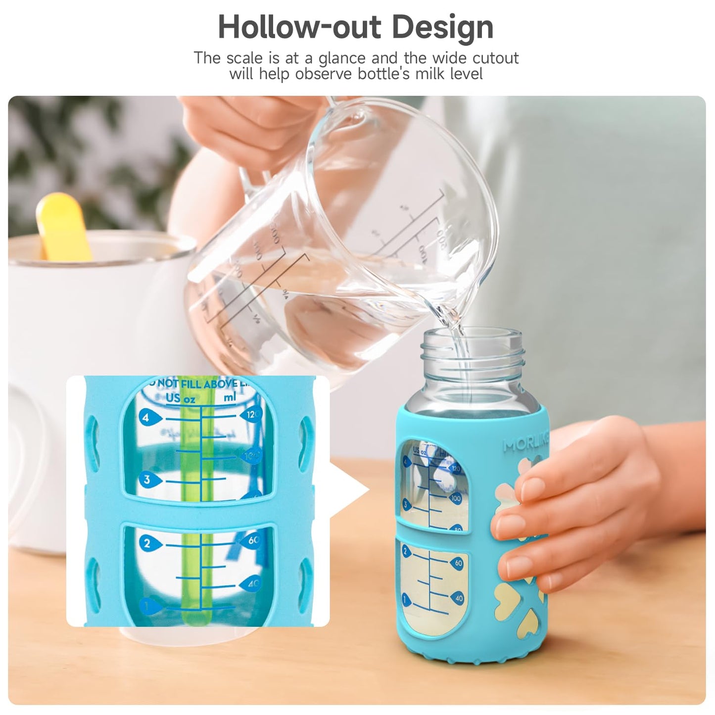 Morlike 4 Pack Silicone Sleeves Fit For 4 Oz/120 Ml Dr. Brown'S Natural Narrow Glass Baby Bottle, 100% Silicone Covers Protect G