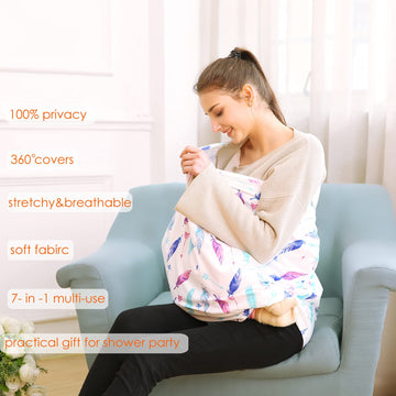 Carseat Canopy Covers For Breastfeeding - Baby Car Seat Covers Breastfeeding Cover Multi Use Boys And Girls Shower Gifts (Feathe