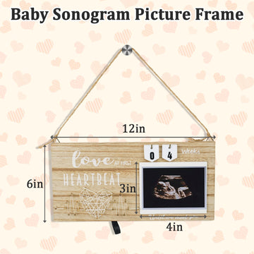 Maahongh Sonogram Picture Frame With Countdown Weeks, Ultrasound Picture Frame, Baby Gender Reveal Gifts, 4'X 3' Baby Sonogram