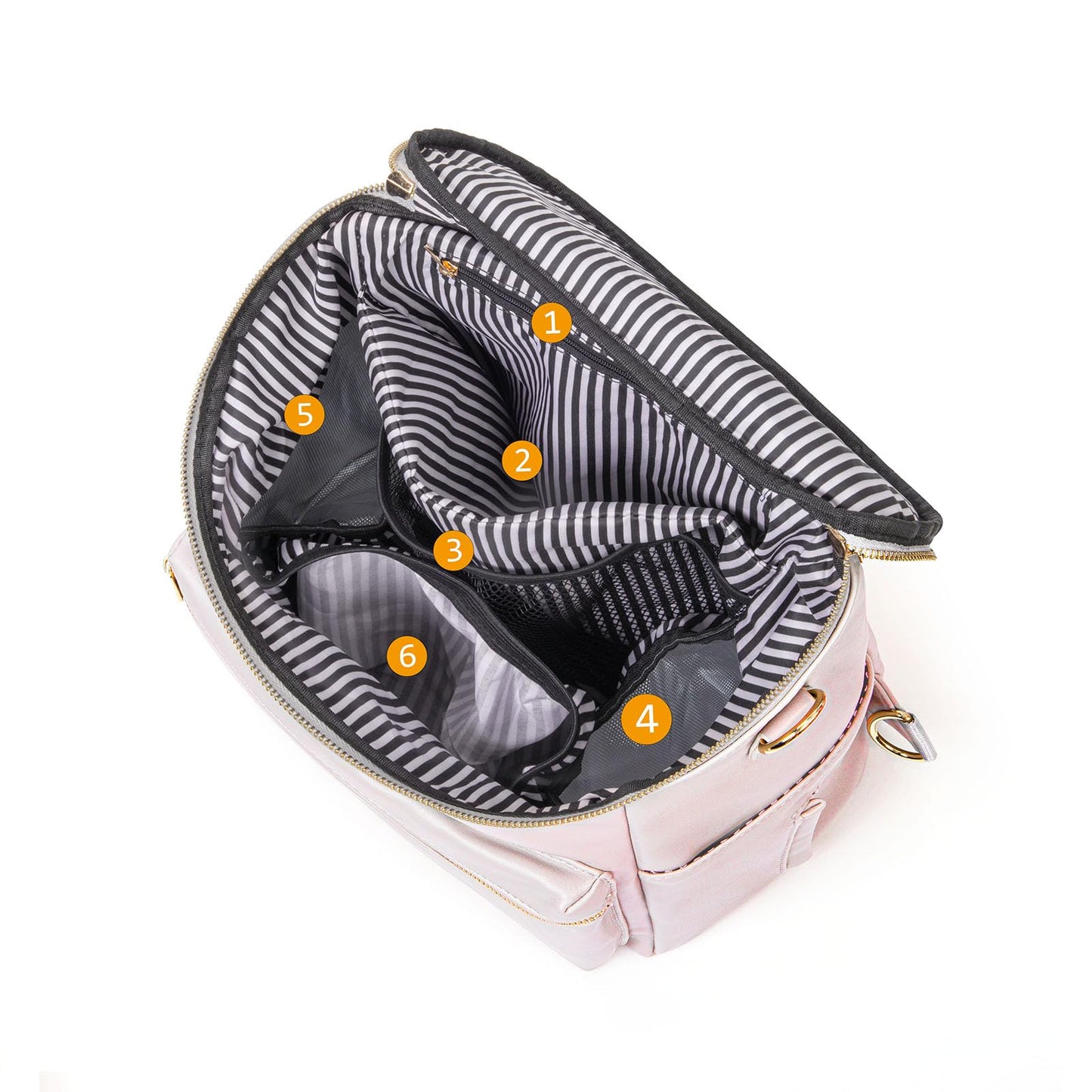 Minsong Diaper Bag Backpack, Fashion Leather Mommy Backpacks, Travel Baby Diaper Bags With In Bag Organizer And Changing Pad (Pi