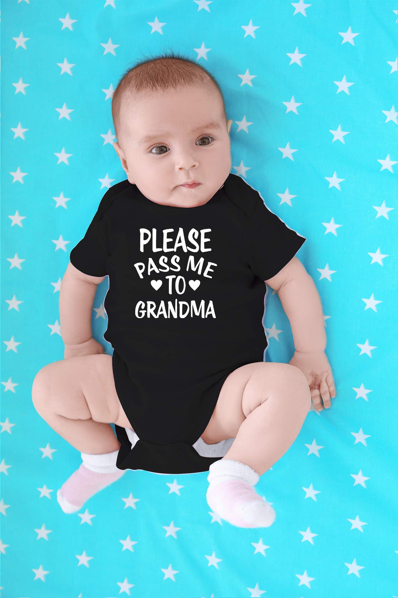 Cbtwear Please Pass Me To Grandma Baby Bodysuit Funny Infant Outfit Cute Newborn Clothes Unisex Romper (12 Months, Black)