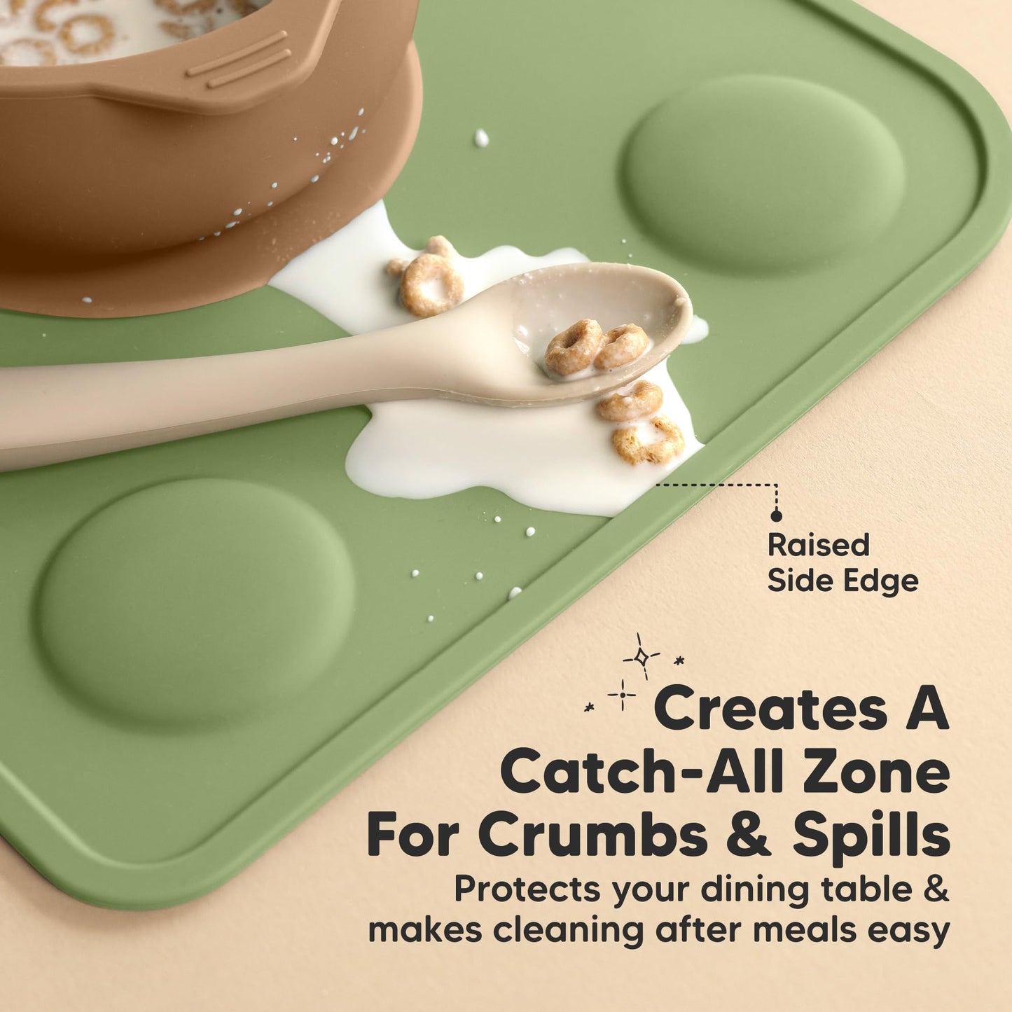 Keababies 2-Pack Silicone Placemats For Toddlers - Non Slip Suction Baby Silicone Placemat For Kids, Eating/Feeding, Easy To Cle