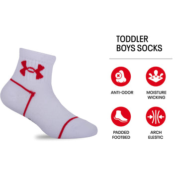 Under Armour Baby Boys Multi Pack Basic Essential Quarter Sock, White, 12-24 Months