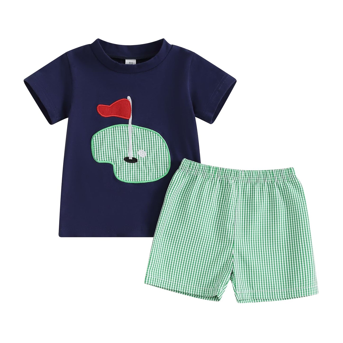 Dewadbow Baby Boy Girl Summer Clothes Daddys Little Golf Pro Print T Shirt Golf Themed Shorts Set 2Pcs Sports Outfit (Blue, 2-3
