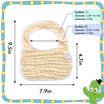 Dosmine 6 Pack Baby Drooling Bibs 8-Layer Baby Food Bibs Adjustable Baby Bibs Soft & Absorbent Bibs For Drooling & Teething For