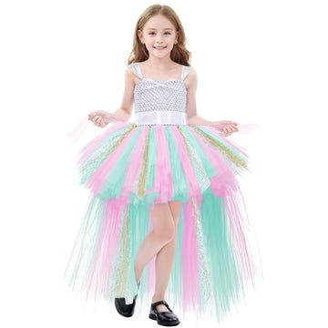 Rainbow Tutu Dress For Girls Tulle Dresses Unicorn Halloween Fairy Dress For Kids Toddler Little Girl Birthday Party Outfit Prom