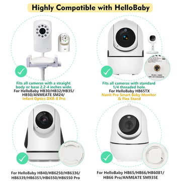 Baby Monitor Floor Stand Mount Compatible With Hellobabyhb6550/Hb65/Hb40/Hb6339/Anmeate Sm24, Baby Ganibs, Bonoch, For Infant Op