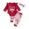 Doisbetthsay Newborn Girl Outfits Fall Baby Clothes Long Sleeve Romper With Pants And Headband Cute Infant Clothing Set (Valenti