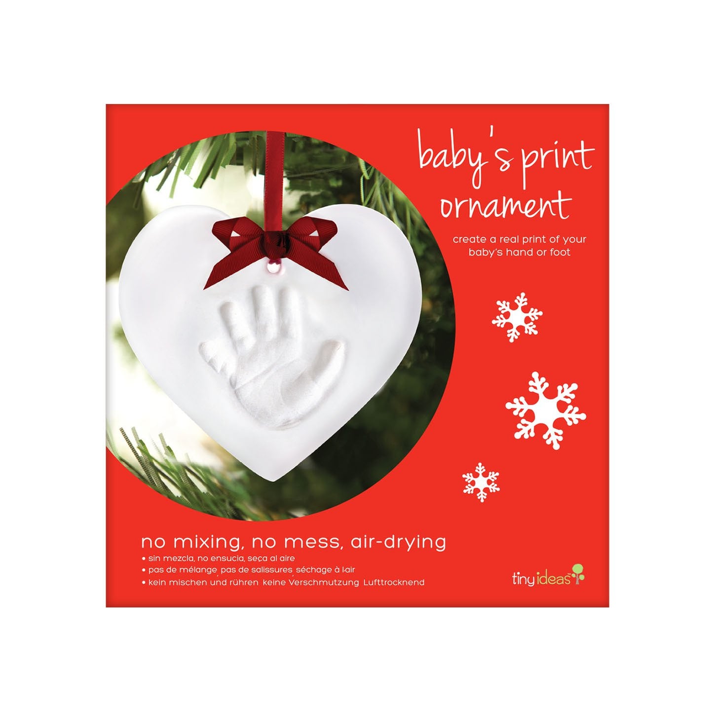 Tiny Ideas Baby'S No Bake Hand Or Footprint Keepsake Ornament Kit, Christmas Ornaments, Baby'S First Christmas, Holiday Decorati