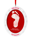 Tiny Ideas Babys My First Christmas Handprint or Footprint Holiday Double-Sided DIY Photo Ornament, Creative Gift for New and E