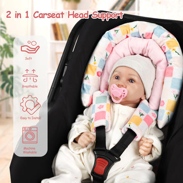 Swesen Baby Car Seat Head Support, Super Soft 2 In 1 Infant Car Seat Insert For Girls, Reversible Newborn Car Seat Insert Cushio