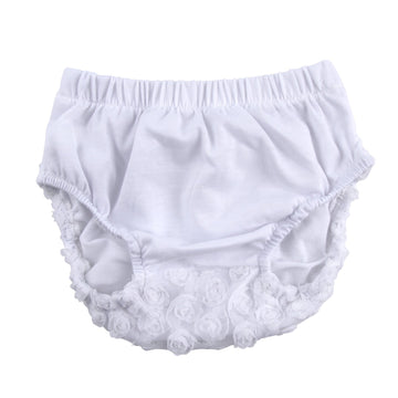 Icobuty Rose Ruffle Bloomer Diaper Cover For Baby Girls Toddlers(13-24M Large, White)