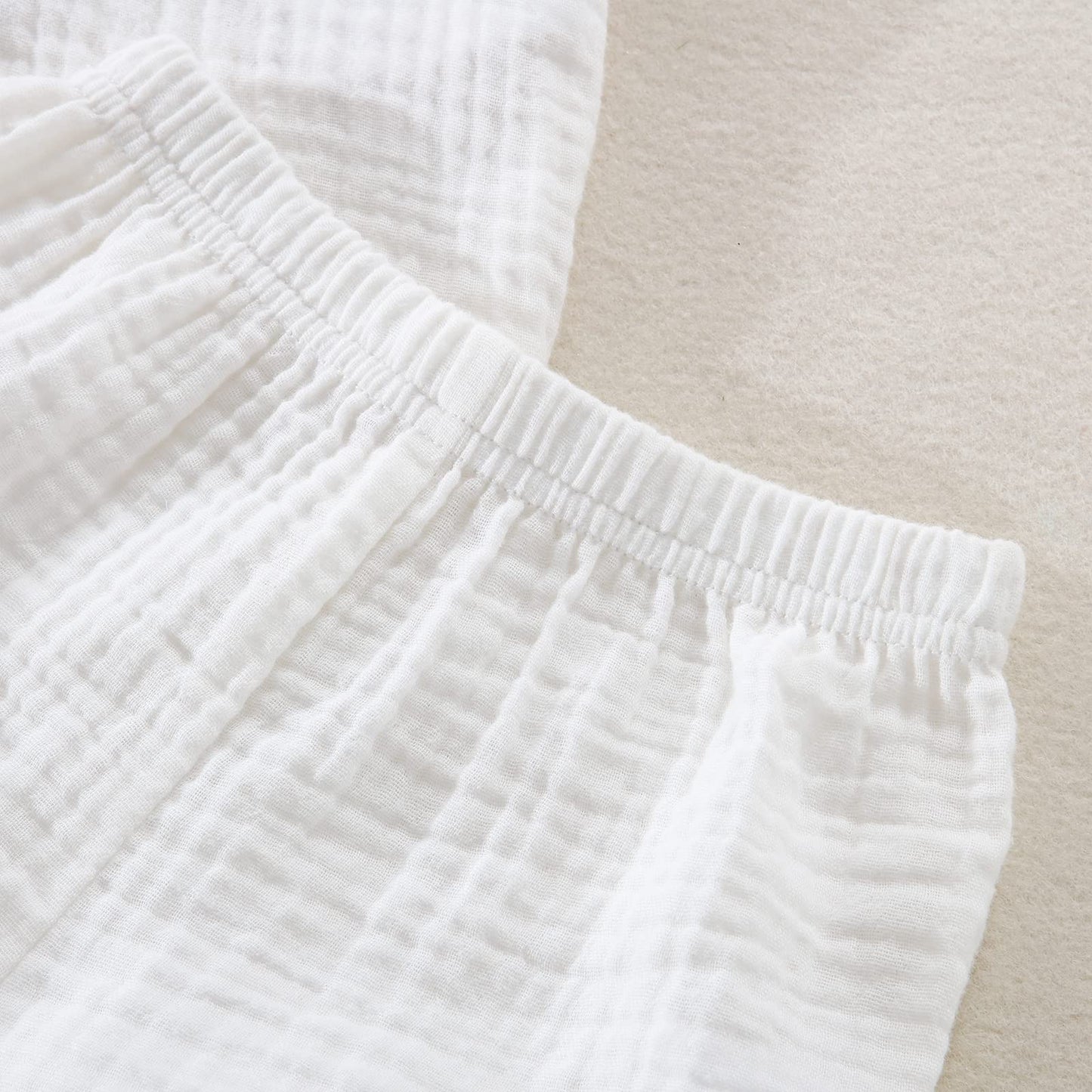 Baby Boys Clothes Set Toddler Infant Boys Button-Down Shirt Tops + Cotton Gauze Shorts Summer Outfit 2Pcs With Pockets (White, 2