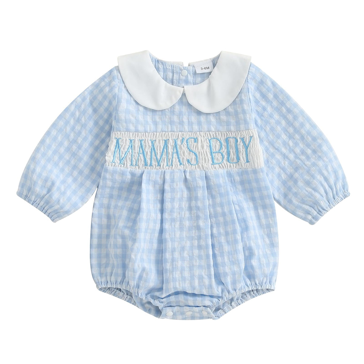 Socutebabe My First Easter Baby Girl Outfit Newborn Smocked Bubble Romper Bunny Long Sleeve Bodysuit Cute Baby Clothes, Blue, 6
