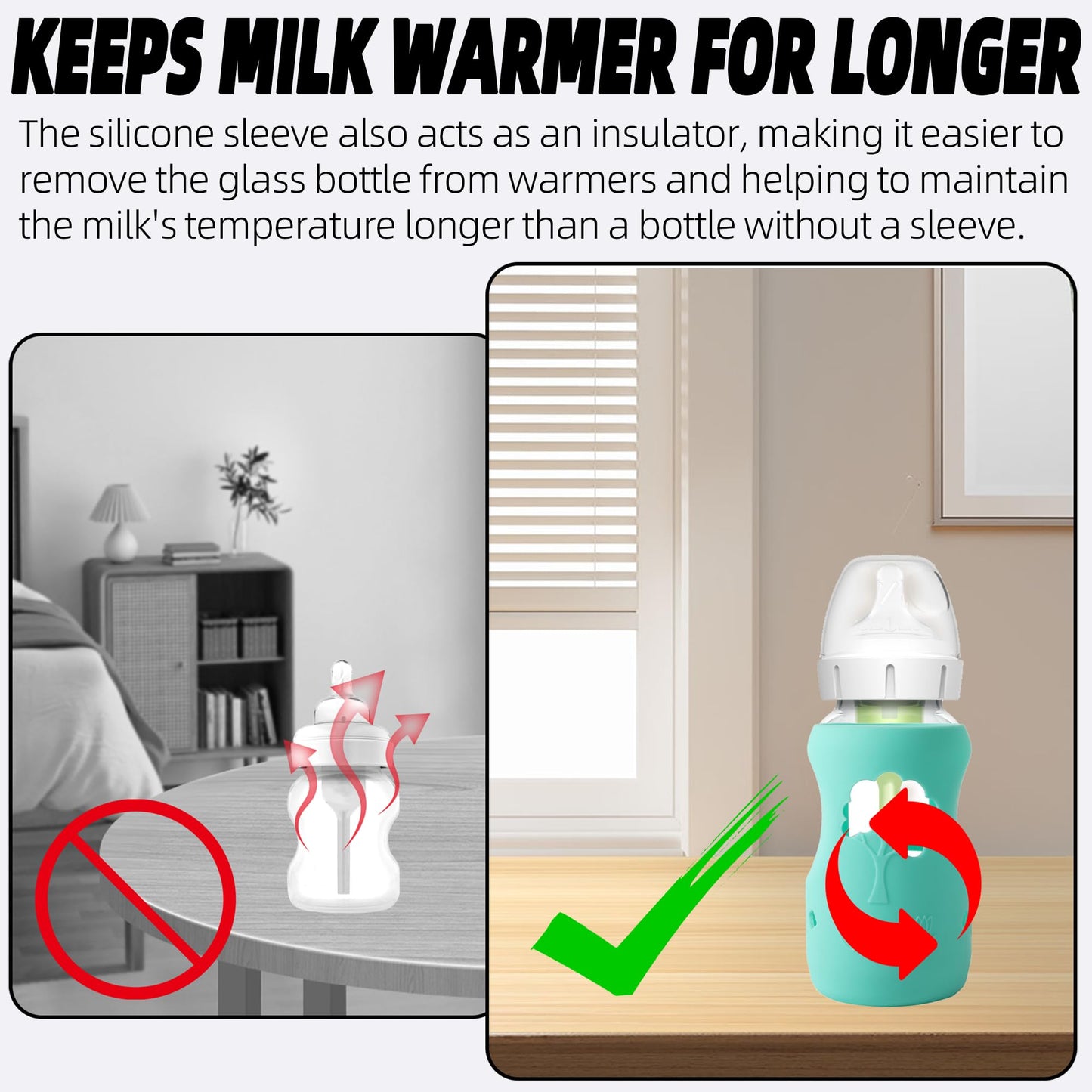 Luqibabe 2-Pack Silicone Baby Bottle Sleeves Compatible With Dr. Brown'S 9 Oz Wide-Neck Glass Bottles, Anti-Colic, Dishwasher-Sa