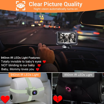 Rohent Green Baby Car Camera - 1080P Hd, 360? Adjustable, Night Vision, 150? Wide-Angle Lens, Easy Installation, Perfect For Bab