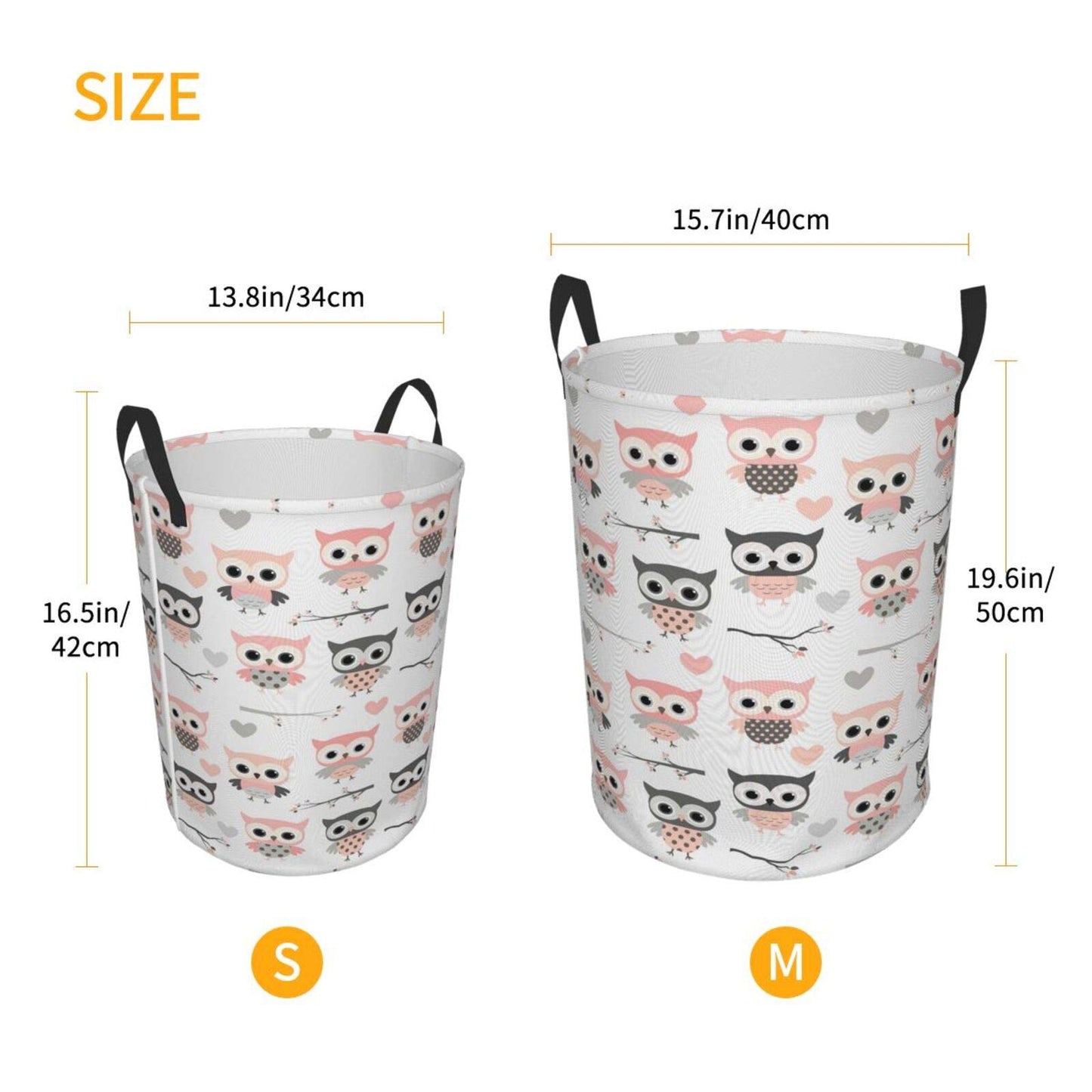 Foruidea Owl Laundry Basket,Laundry Hamper,Collapsible Storage Bin,Oxford Fabric Clothes Baskets,Nursery Hamper For Home,Office,
