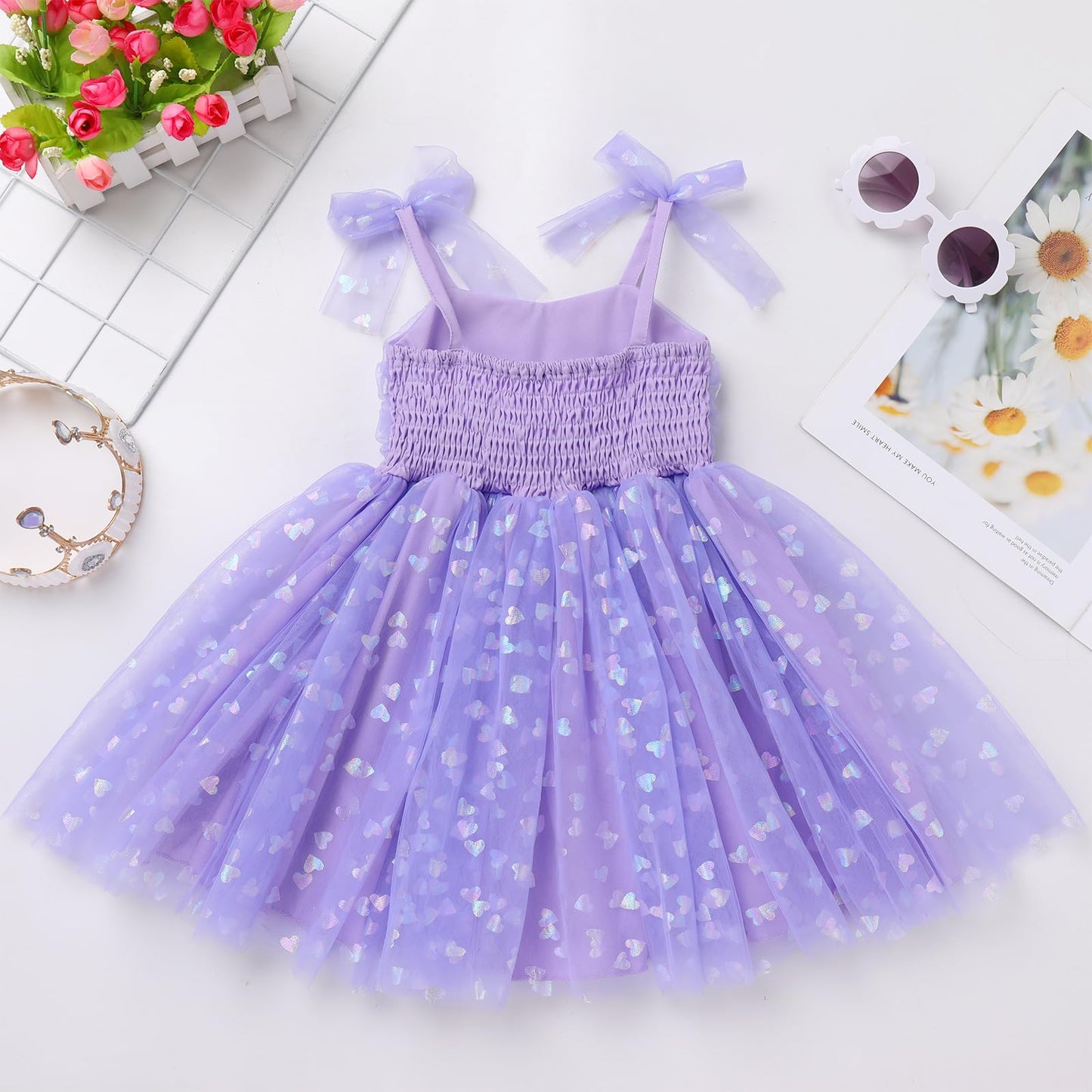 Idopip Baby Girls Sequin Heart Tutu Dress Summer Sleeveless Backless Princess Birthday Party Dresses Toddler Girl First Communio