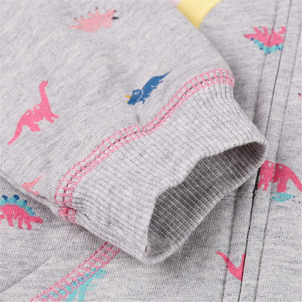 Popshion Toddler Girls Zip Up Rainbow Sweatshirt Winter Jacket Long Sleeve Hooded Coats Dino Shirt Fall Clothes Tops Christmas K