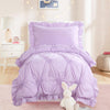 Hombys 4 Pieces Purple Princess Toddler Bedding Set For Girls Kids, Ultra Soft Pinch Pleat Comforter Set With Ruffles For All Se