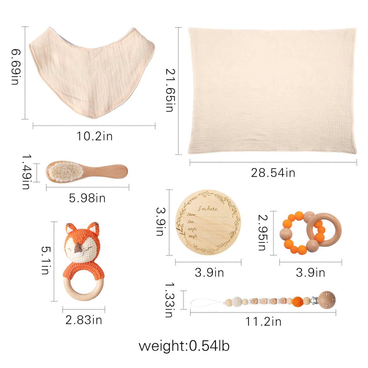 Baby Gift Set For Newborn New Baby Gift Set - 7 Pcs Newborn Baby Essentials Basket Baby Bath Set With Baby Blanket Baby Rattle -